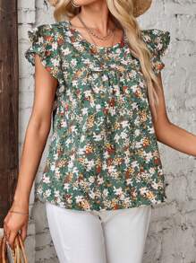 EMERY ROSE Floral Print Ruffle Trim Blouse - Multicolor - View 6