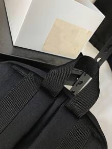 大容量背包简约纯色书包帆布包夏季学院包爸爸书包新生多功能宿舍大学礼物秋季圣诞尖叫包背包冬季圣诞礼物旅行包感恩节旅行假期电脑黑包徒步旅行学生大容量多功能户外便携时尚休闲背包度假侧包 - 黑色 - 查看 7