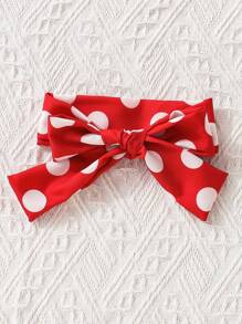 SHEIN Playful Pals Baby Girl Polka Dot Ruffle Trim Bow Front Bodysuit & Headband