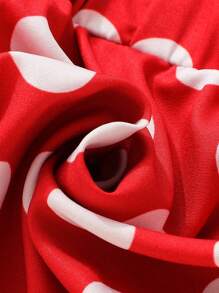 SHEIN Playful Pals Baby Girl Polka Dot Ruffle Trim Bow Front Bodysuit & Headband