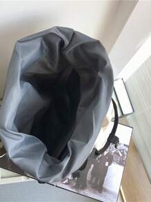 15inch Waterproof Foldable Patch Detail Flap Backpack Release Buckle Decor Beige Anti-Theft - Beige - View 4