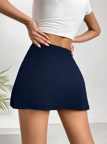 SHEIN EZwear Váy nữ Chia màu trơn Giải trí - Màu xanh hải quân - Xem 2