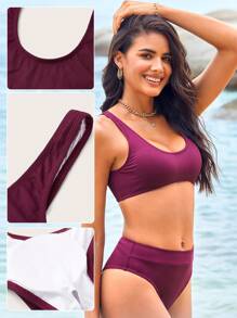Swim Vcay Bikini mit einfarbig U-Ausschnitt,