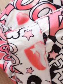 Toddler Girls Letter & Cartoon Graphic Trousers - Multicolor - View 4