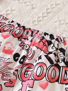 Toddler Girls Letter & Cartoon Graphic Trousers - Multicolor - View 5