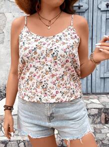 SHEIN Franclia Plus Floral Print Cami Top - Multicolor - View 6