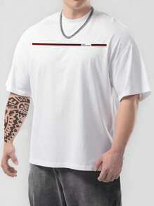 Manfinity Homme Áo thun & Áo lót Nam Lá thư Sọc Giải trí - trắng - Xem 1