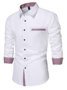 Manfinity Mode Men Plaid Print Button Up Shirt - White - View 1