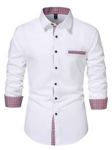 Manfinity Mode Men Plaid Print Button Up Shirt - White - View 5