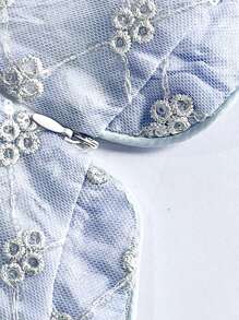 Teen Girls Puff Sleeve Mesh Overlay Dress