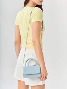 BizChic 迷你翻蓋方包極簡風格鏈條帶 - 淺藍色 - 查看 2