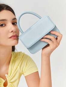 BizChic 迷你翻蓋方包極簡風格鏈條帶 - 淺藍色 - 查看 3