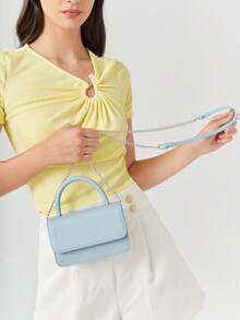 BizChic 迷你翻蓋方包極簡風格鏈條帶 - 淺藍色 - 查看 5