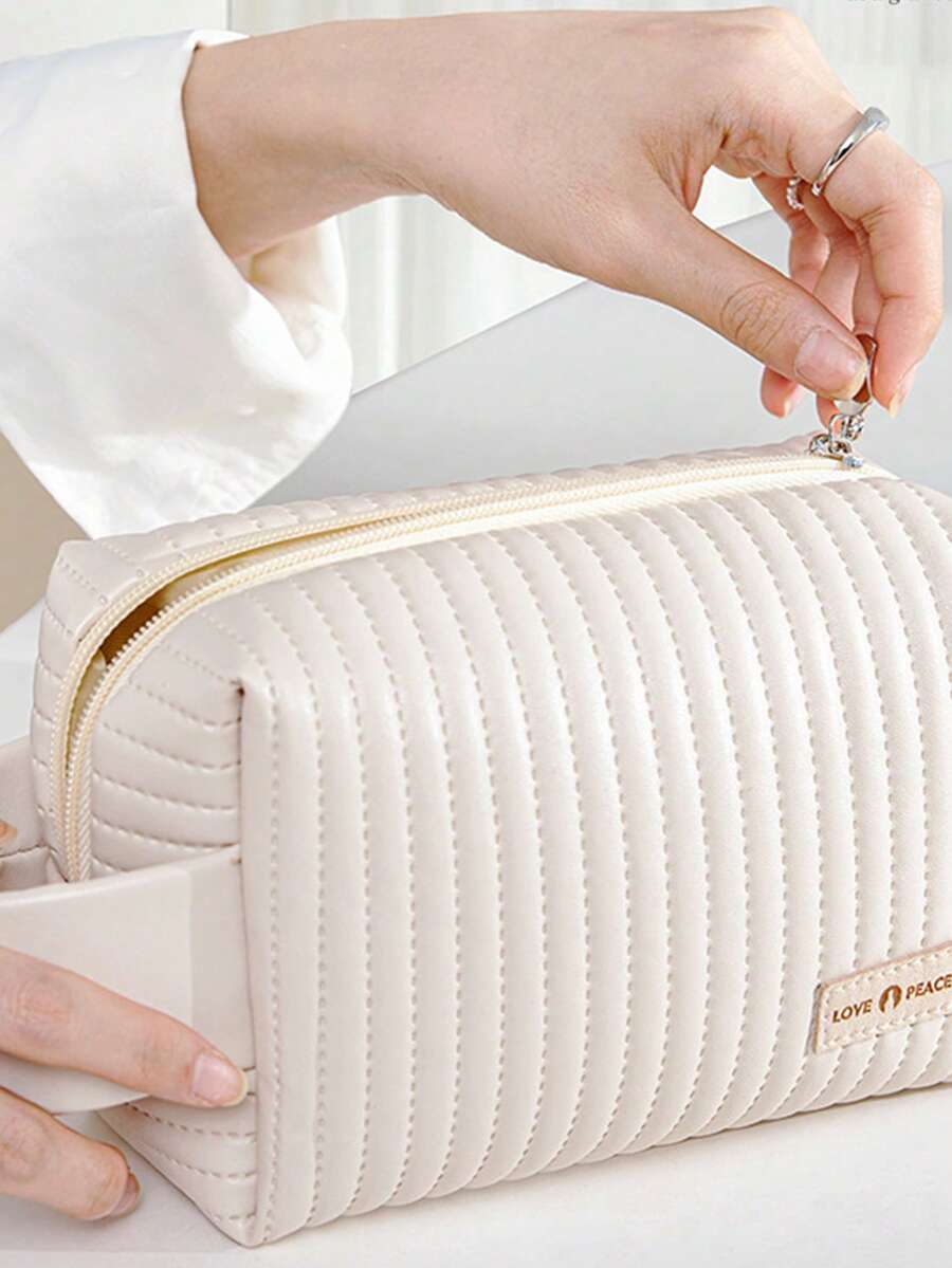 1pc Letter Graphic PU Square Makeup Bag,Christmas Gifts,Pouch,Travel,Gifts For Women,Women's Necessaire,Travel Essential,Pouch,Clutch / Small Handbag,Necessaire,Makeup Organizer,Makeup Organize,Pouch,Brush Holder,Mini Pouch,Large Capacity Pouch,Gifts For Women,Christmas Gifts,Gift Ideas For Women