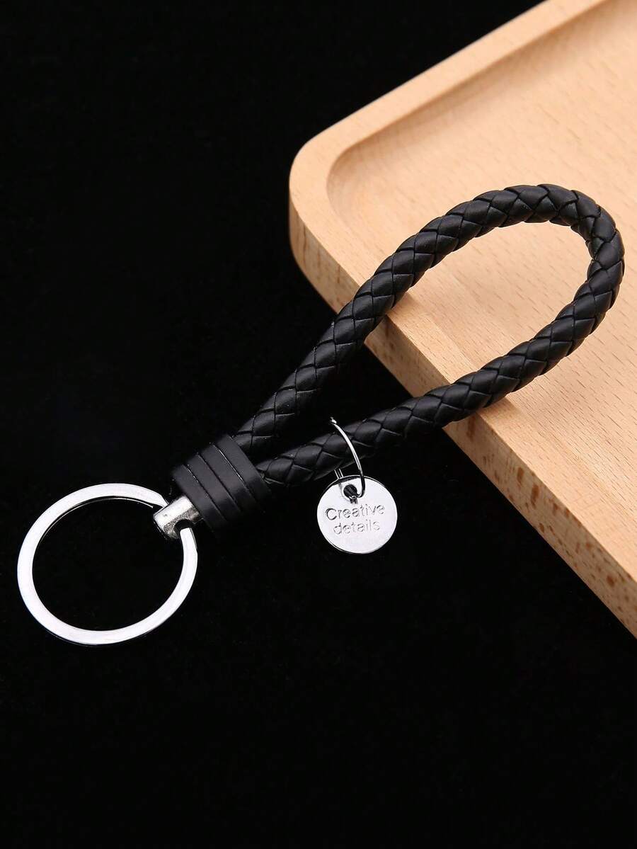 男士圓形鑰匙扣，休閒風格 - 黑色 - 查看 1