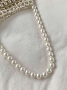 Argyle Princess Faux Pearl & Rhinestone Beaded Pearl Bag Faux Pearl Beaded Shoulder Bag For Party, Wedding, Prom and Dinner, Lipsticks, Women's Pearl Bag - White - View 4