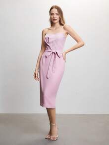 MOTF PREMIUM STRAPLESS RHINESTONE BOW DRESS - Baby Pink - View 6