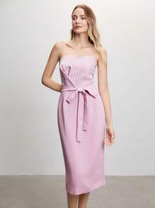 MOTF PREMIUM STRAPLESS RHINESTONE BOW DRESS - Baby Pink - View 2