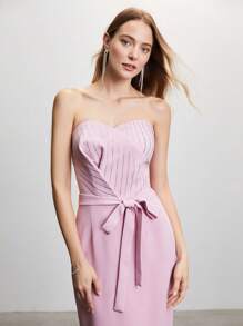 MOTF PREMIUM STRAPLESS RHINESTONE BOW DRESS - Baby Pink - View 9