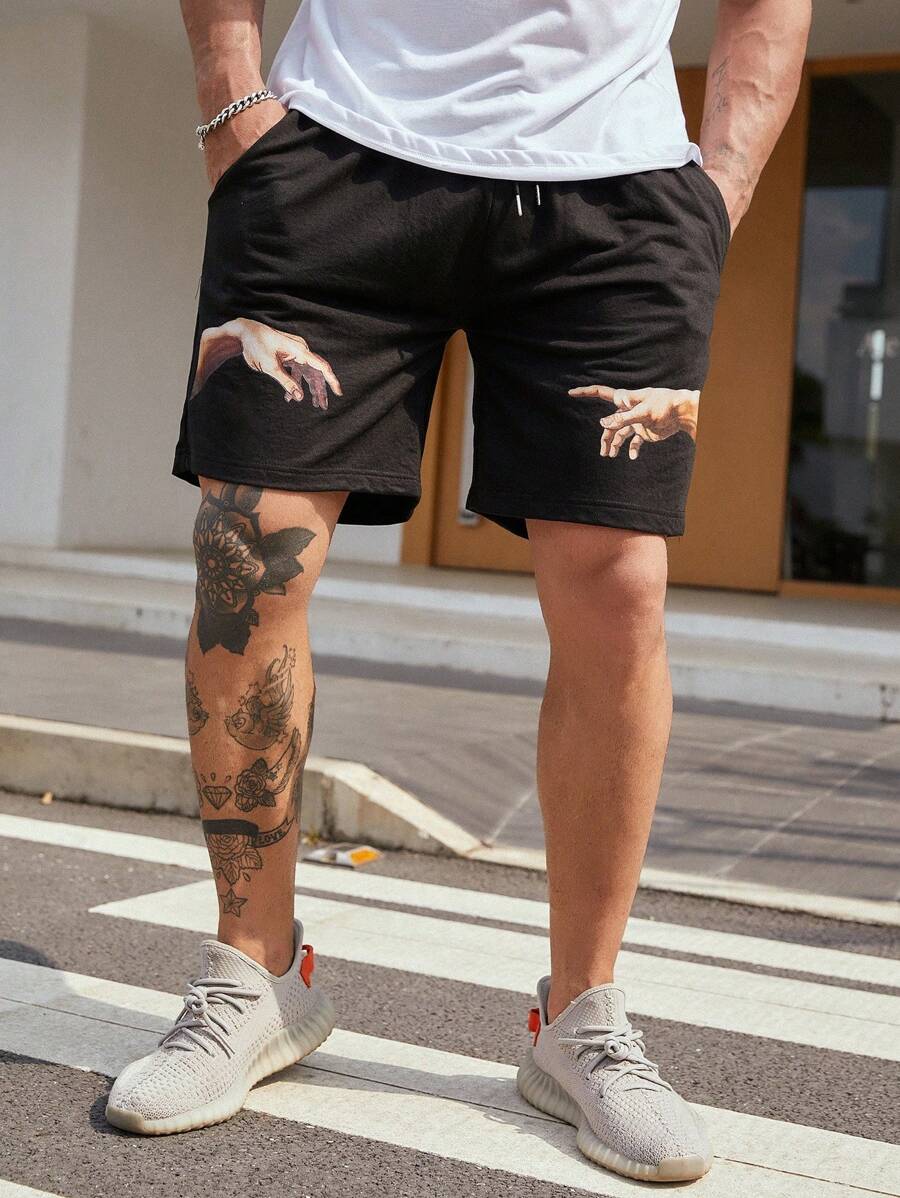 Manfinity Hypemode Quần Short Nam Dây kéo Con số Giải trí - màu đen - Xem 1