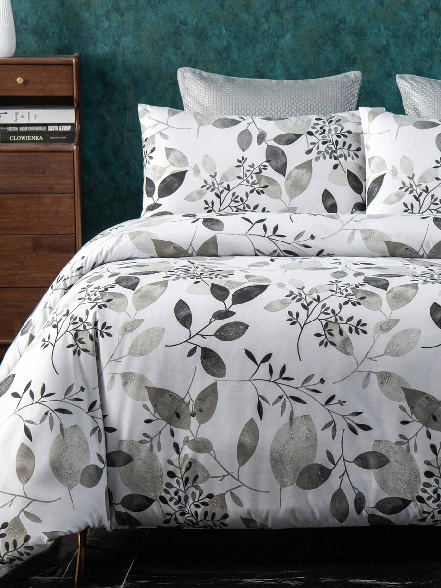 3pcs Bedding Set, Fiber Brushed Fabric, Floral Pattern Design, 1 Duvet Cover + 2 Pillow Shams