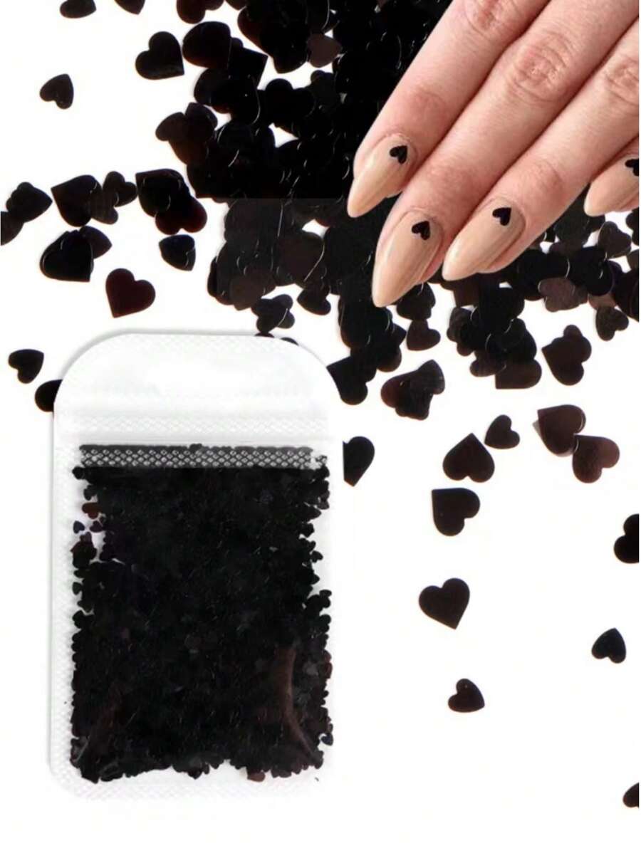 Heart Design Sequin Nail Art Decoration, 1Pack Chic Nail Art Charms For Nail Design Diy Crafts Nail Gems Nail Supplies Nails