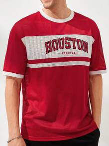 Manfinity RebelGame Men Letter Graphic Contrast Trim Tee - Red - View 1