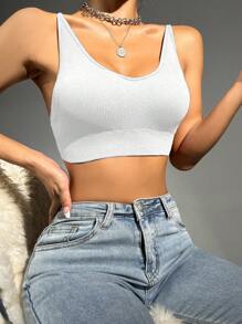素色露背交叉無鋼圈內衣 - 白色 - 查看 4