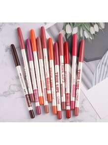 Kit de lápiz delineador de labios multifunción de 12 piezas, para mujeres para maquillaje diario - Multicolor - Ver 2