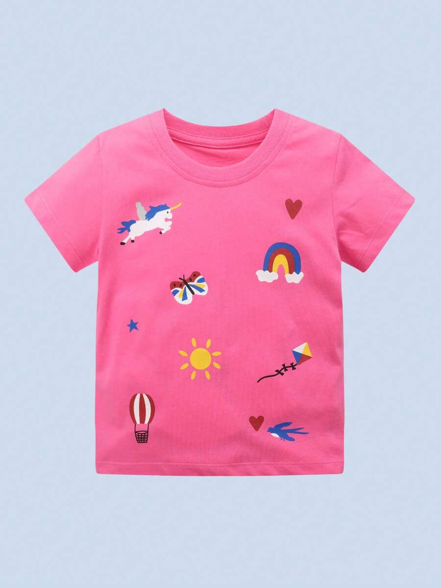 小女童卡通圖案T恤 - 粉色 - 查看 1