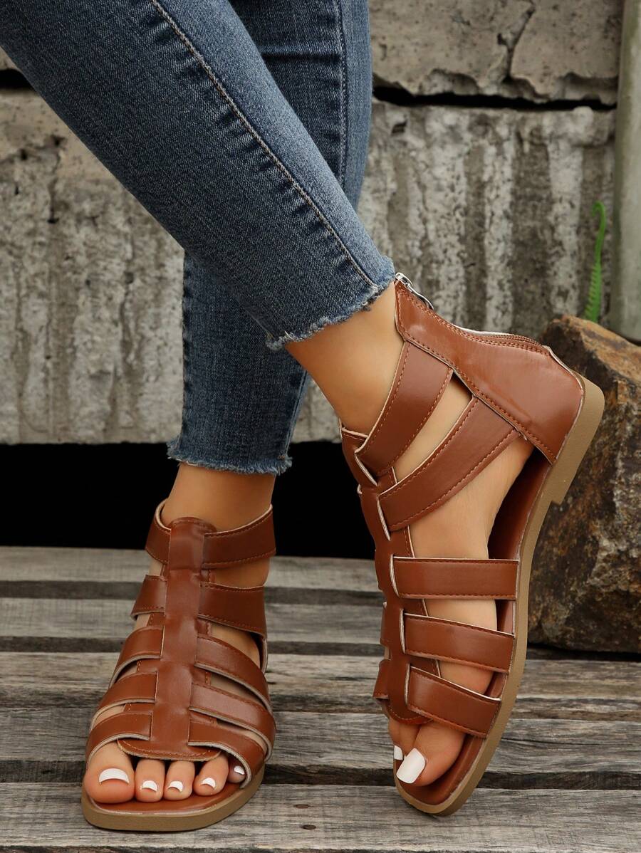 Dép bệt Nữ màu trơn Đúng mốt - màu nâu - Xem 1