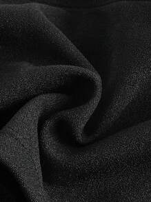 SHEIN MOD 胸部褶皺前繫帶吊帶上衣 - 黑色 - 查看 3