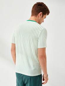 Aesthetic Post Men Striped & Letter Graphic Tee - Multicolor - View 2