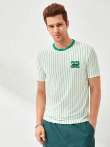 Aesthetic Post Men Striped & Letter Graphic Tee - Multicolor - View 5