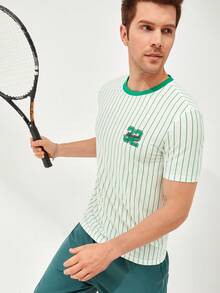 Aesthetic Post Men Striped & Letter Graphic Tee - Multicolor - View 6