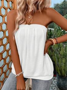 Breezaya Top bandeau unicolore - Blanc - Voir 4