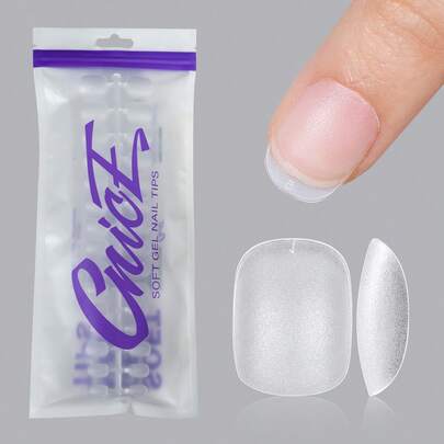 240入組極短橢圓形全套人造指甲，15個尺寸霧面膠甲貼尖，適用於美甲沙龍貼片美甲凝膠甲具套裝