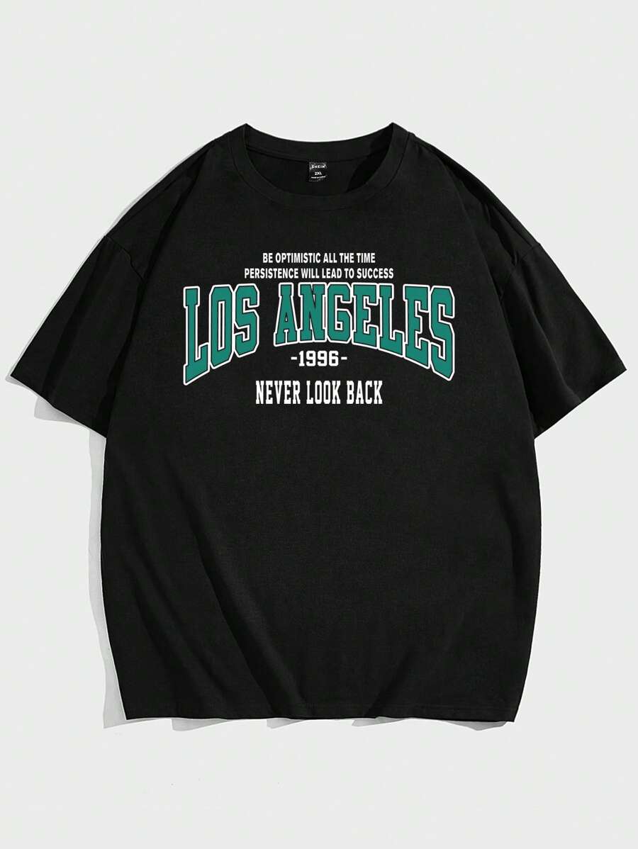 Manfinity VCAY Men Plus Cotton Slogan Graphic Tee - Black - View 1