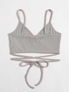 SHEIN Essnce Solid Crisscross Tie Back Cami Top - Grey - View 2