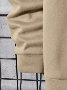 Manfinity VCAY Letter Print Round Neck Casual Versatile Long Sleeve Pullover Knit Sweatshirt - Khaki - View 3