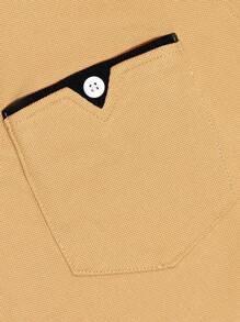 Manfinity Mode Men Contrast Trim Polo Shirt - Khaki - View 3