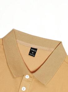 Manfinity Mode Men Contrast Trim Polo Shirt - Khaki - View 7