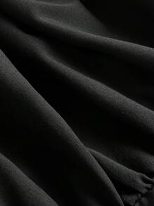 Flirla Plus Lace Up Front Ruched Bust Cami Top - Black - View 3