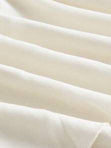 SHEIN MOD Đầm Bất đối xứng viền lá sen Dải chun màu trơn Boho - Màu be - Xem 4