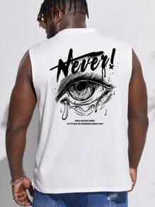 Manfinity RebelGame Nam Áo ba lỗ Bông Mắt & Đồ họa Khẩu hiệu - trắng - Xem 1