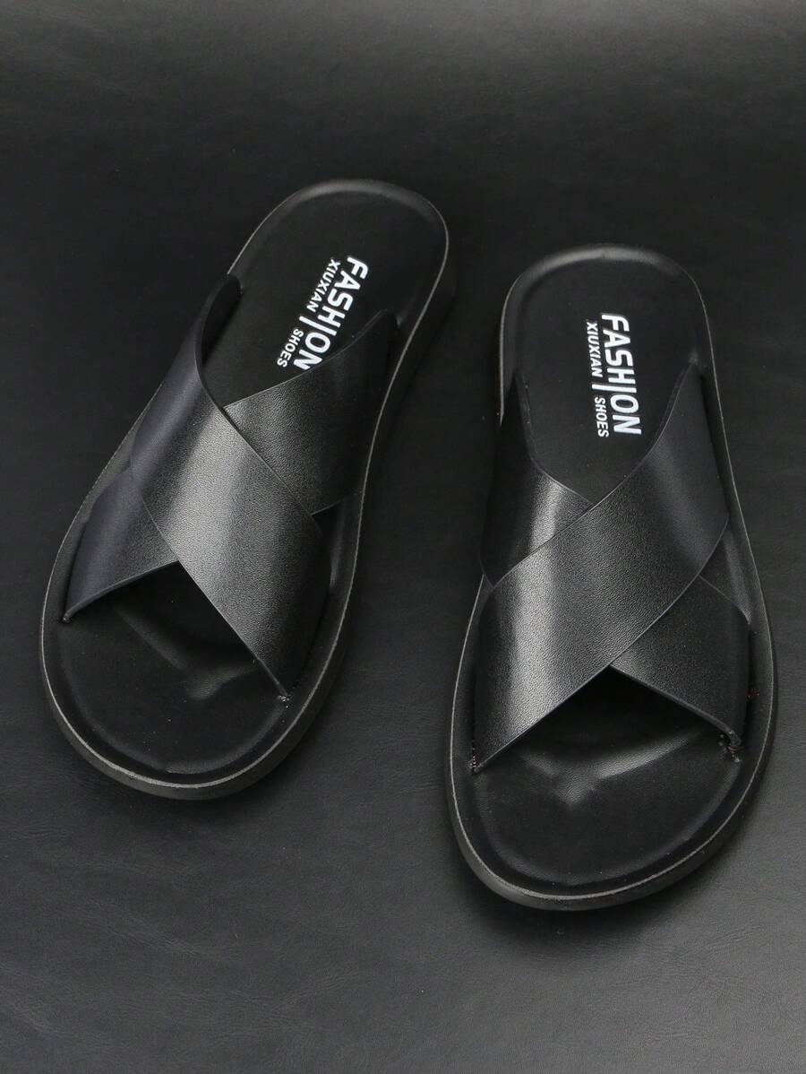 alla moda Pantofoli per nero striscia incrociata Pantofole - nero - Visualizzare 1