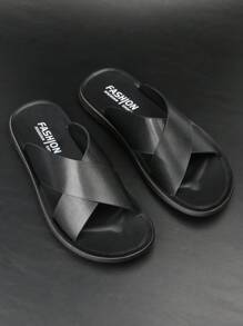 alla moda Pantofoli per nero striscia incrociata Pantofole - nero - Visualizzare 3