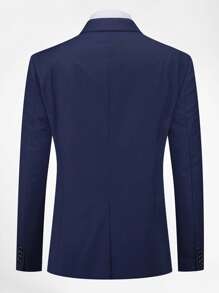 CLOUDSTYLE Men Single Breasted Blazer & Trousers Suit Set - Navy Blue - View 2