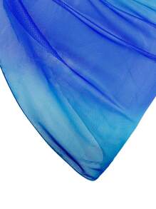 Swim Oasis Women's Summer Vacation Ombre Side Tie Cover-Up & Skirt Set (Random Print) - Teal Blue - View 4