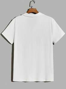 Manfinity VCAY Men Solid Ribbed Knit Polo Shirt - White - View 2